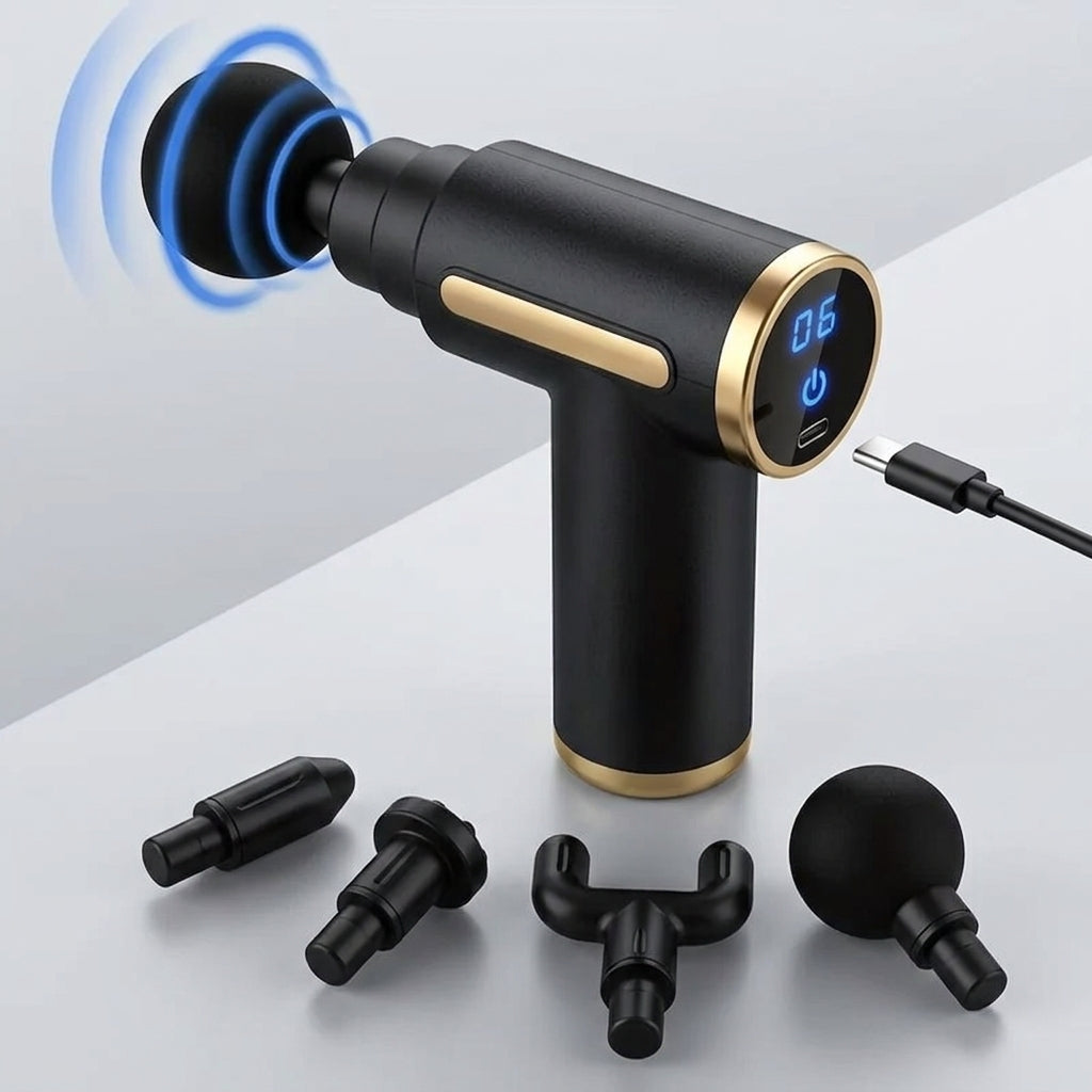 Pistolet de Massage à Percussion - Écran LED Tactile 4 Têtes