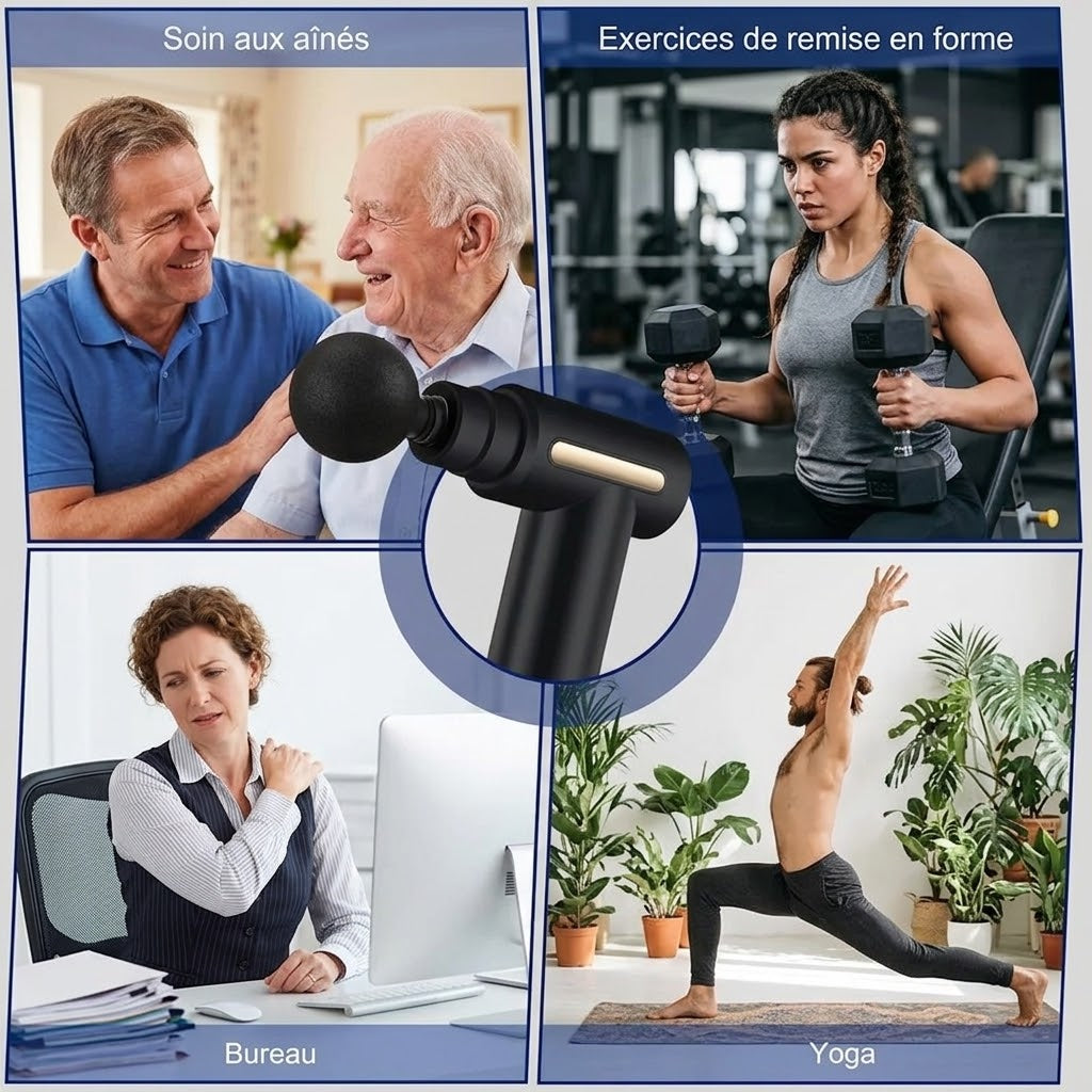 Pistolet de Massage à Percussion - Écran LED Tactile 4 Têtes