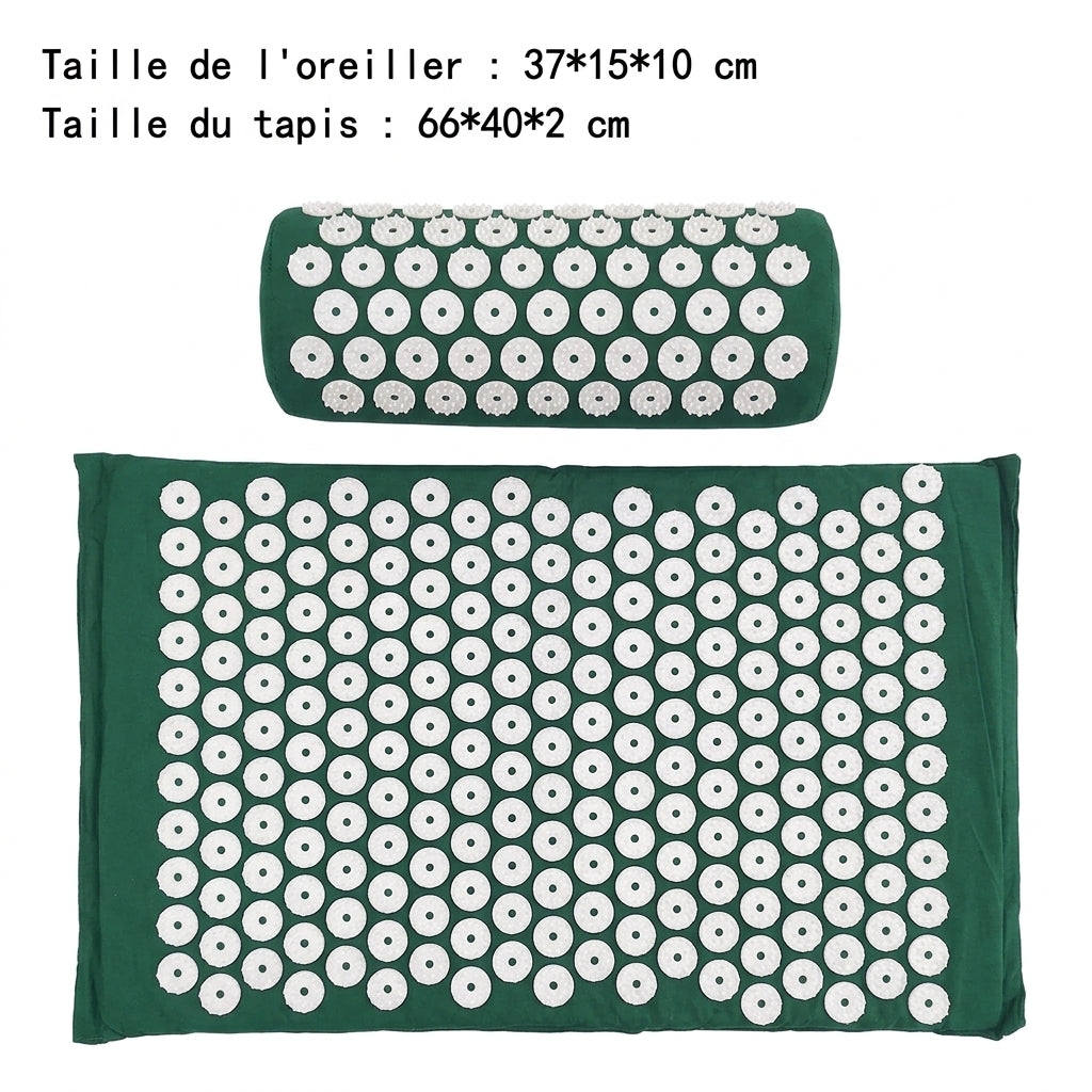 Tapis d'Acupression avec Coussin - Relaxation Dos & Nuque